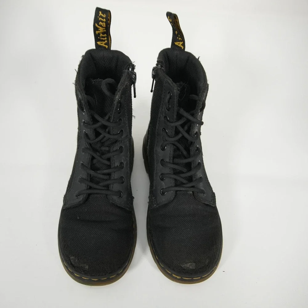 Dr. Martens Canvas Combs J JY004 Kids 13 Black Utility Combat Boots Side Zip